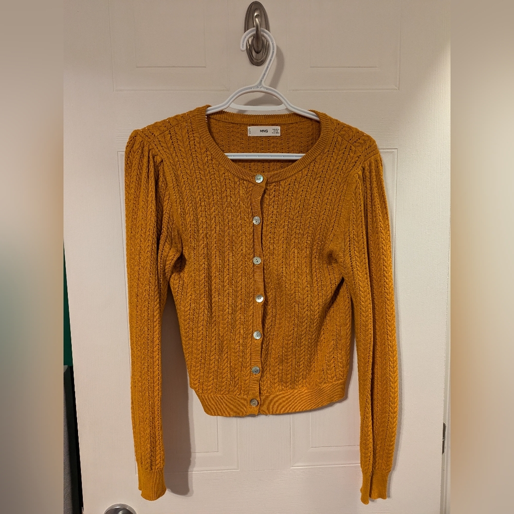 MNG orange button up cardigan